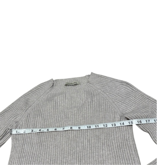 Gentle Herd 100% Wool Ribbed Sweater Size M Gray Long Sleeve Crewneck Knit Top - Picture 6 of 8
